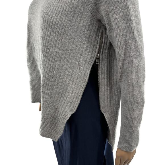 Vince Gray Side Zip Rib Knit Wool Cashmere Turtleneck Sweater - Picture 9 of 11